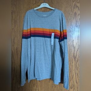 Goodfellow & Co Gray Long Sleeve Shirt with Colorful Stripes